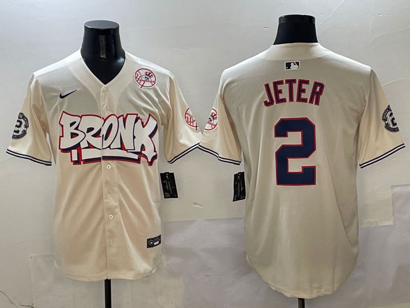 Men New York Yankees #2 Jeter Cream four generations Joint Name 2025 Nike MLB Jersey style 5->detroit tigers->MLB Jersey